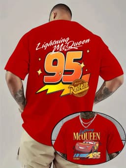 Men's 95 Cars Lightning McQueen T Shirt Women Tee Casual Summer Oversized Short Sleeve Streetwear Quick-dry Loose Top