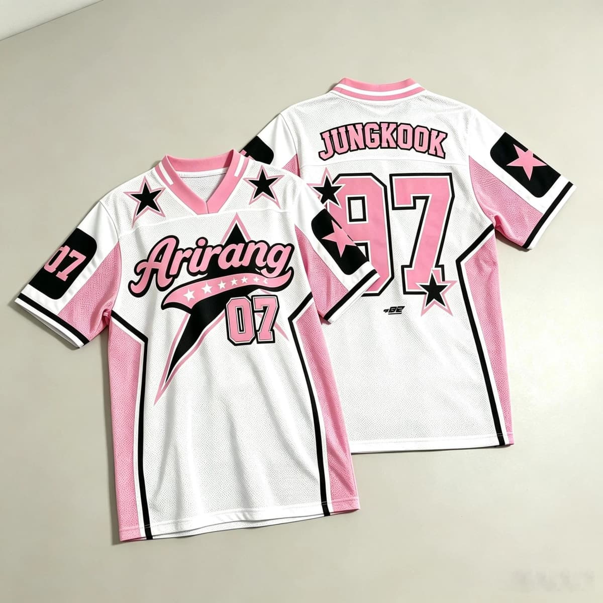 FamilyMatching Arirang Jungkook Fan Support Jersey Star Number Print Short Sleeve Unisex Fashion Concert Street Top