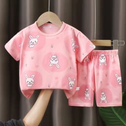 2-6 Years Baby Girl Summer Set Children's Short-sleeved Shorts Suit Cotton T-shirt Little Girls Unicorn Giraffe Cartoon Set
