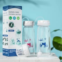 BornBL 3 Month+ Hands Free PP Baby Feeding Bottle with Tube Anti-Colic Nursing System, Bpa Free