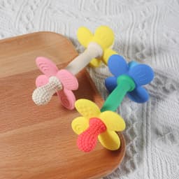 New 2 in 1 Baby Silicone Flower Teether - Safe & Soft Chewing Toy for Soothing Sore Gums, BPA-Free, Easy-to-Hold Teething Toy