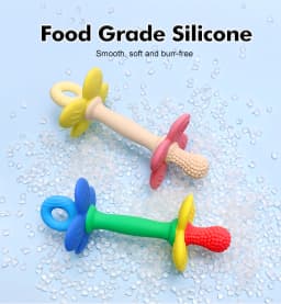 New 2 in 1 Baby Silicone Flower Teether - Safe & Soft Chewing Toy for Soothing Sore Gums, BPA-Free, Easy-to-Hold Teething Toy