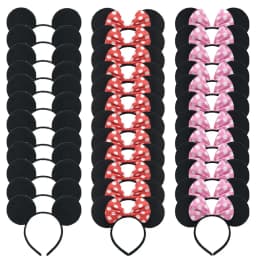 3/6/12pcs/lot Girls Mouse Ears Solid Bow Ears Headband for Birthday Party Supplies and Mouse Themed Costume Cosplay Decoration