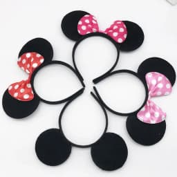 3/6/12pcs/lot Girls Mouse Ears Solid Bow Ears Headband for Birthday Party Supplies and Mouse Themed Costume Cosplay Decoration