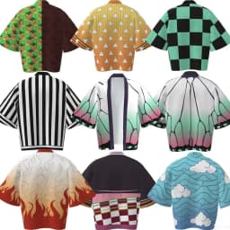 Demon Killer Cartoon Kimono Style Jacket Anime Cape Half Sleeve Cardigan