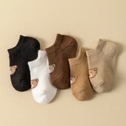 5/10 Pairs Baby Socks Toddler Low-cut Ankle Socks Cute Cartoon Bear Pattern Socks Boys and Girls Aged 0-5 All Season Collection