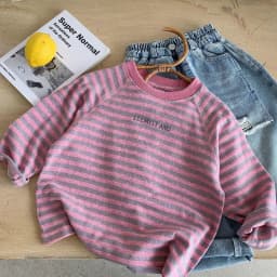 BELLBELL Kids Boys Long Sleeves Autumn Letter Printed Infant Babys Boys Striped T-shirts Casual Toddler Little Boy Pullovers Top
