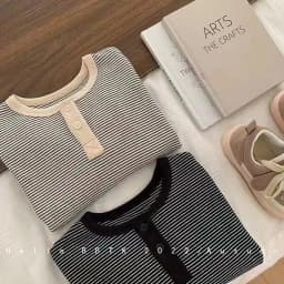 Children's Spring Autumn Long Sleeved T-shirt Boys Girls Korean Striped Children's Bottoming Shirt Baby Simple Top