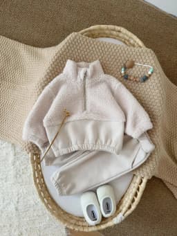 Autumn Winter Thermal Suit Baby Clothing Sets Boys Girls Lamb Fleece Color Blocked High Neck Top+Solid Pants