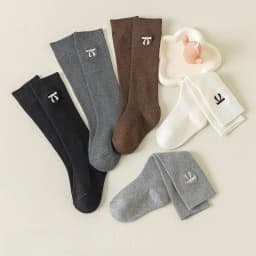 Spring Autumn Girls Knee High Socks Cotton Bow Embroidery Socks for 3-12Y Kids Solid Color Sweet Long Tube Stockings
