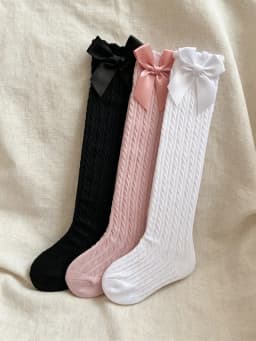 3/4 Pairs of Baby Girls' Bows Decor Anti-Mosquito Socks,Soft Breathable Cotton Crib Socks for Infant Toddler Summer Outdoor Play