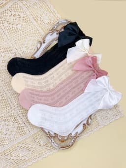 3/4 Pairs of Baby Girls' Bows Decor Anti-Mosquito Socks,Soft Breathable Cotton Crib Socks for Infant Toddler Summer Outdoor Play
