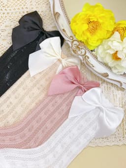 3/4 Pairs of Baby Girls' Bows Decor Anti-Mosquito Socks,Soft Breathable Cotton Crib Socks for Infant Toddler Summer Outdoor Play
