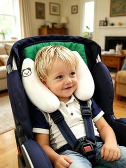 1Pc Car Seat Headrest. Baby H-Shaped Neck Pillow, Soft and Fluffy Head Support, Adjustable Velcro Design, Suitable for Car Seats, a Must-Have for Baby Strollers