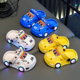 New 2026 Kids Glowing Slippers Summer Outdoor Two-Way Wear Anti-Slip Cute Small Children Sandals Boys Slip-On Home Slippers