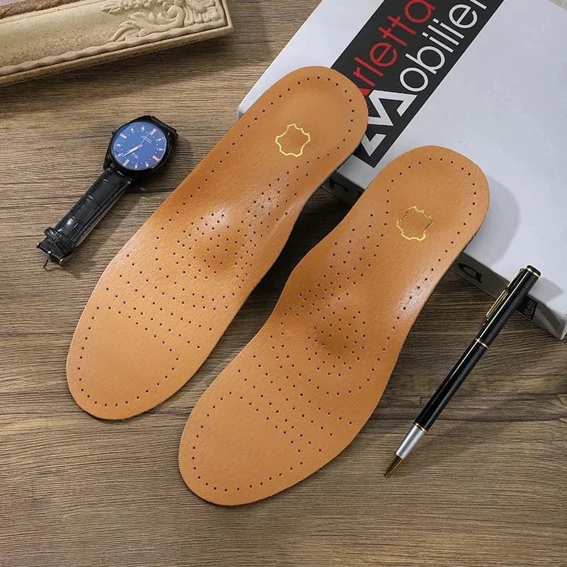 Leather Orthopedic Insoles Arch Support Insole Flat Feet Plantar Fasciitis Shoe Pads Quality Leather Deodorising Shoe Sole 1Pair
