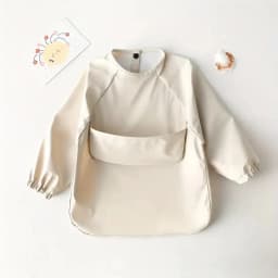 1pcs Solid Color Painting Smock Baby's Soft Waterproof Long Sleeve Art Smock Feeding Bib Apron for Kids Accessories
