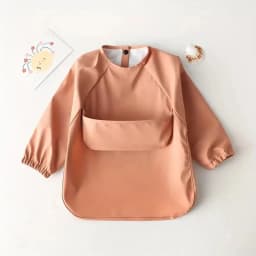 1pcs Solid Color Painting Smock Baby's Soft Waterproof Long Sleeve Art Smock Feeding Bib Apron for Kids Accessories
