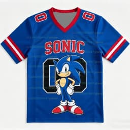 Personalized Sonic Football Jerseys For Adult/Kids Summer V-neck Sports T shirts Sonic Cosplay Clothing Kids Football T Shirts