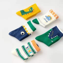 5 Pairs of Children's Floor Socks with Letter Stripes, Cartoon Big-Eyed Dinosaur Pattern, for Boys and Girls, Baby Toddler Soft-Soled Indoor Non-Slip Mid-Tube Socks, Suitable for Casual Daily Life