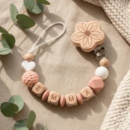 2026 Personalized Baby Pacifier Clip Custom Name Wooden Dummy Chain Silicone Teether Holder BPA Free Baby Shower Gift