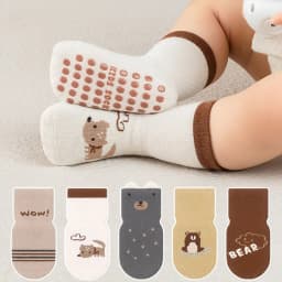 5 Pairs Kids Non-slip Socks Cotton Boys and Girls Cute Cartoon Patterned Comfy Breathable Baby Toddler Floor Socks