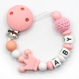 Personalized Baby Pacifier Clip Custom Name Silicone Crown Beads Heart Wooden Holder Handmade Teether Chain BPA Free Gift