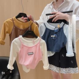 2026 Autumn New Korean Trendy Dopamine Long Sleeve T-shirt and Tank Top Set Color Contrasting Two Piece Set Fashion Top