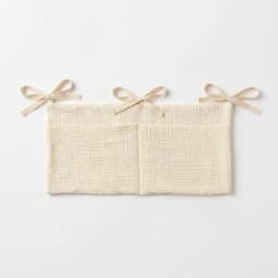 Baby Crib Organizer Hanging Storage Bag Muslin Cotton Gauze Diaper Caddy Nursery Bedside Pocket Hanging Bag with Ribbon Ties New