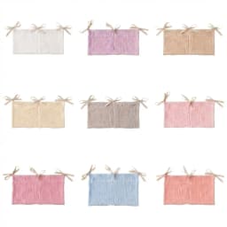 Baby Crib Organizer Hanging Storage Bag Muslin Cotton Gauze Diaper Caddy Nursery Bedside Pocket Hanging Bag with Ribbon Ties New
