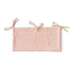 Baby Crib Organizer Hanging Storage Bag Muslin Cotton Gauze Diaper Caddy Nursery Bedside Pocket Hanging Bag with Ribbon Ties New