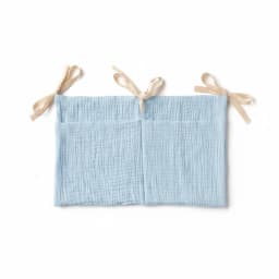 Baby Crib Organizer Hanging Storage Bag Muslin Cotton Gauze Diaper Caddy Nursery Bedside Pocket Hanging Bag with Ribbon Ties New