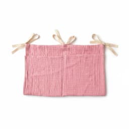 Baby Crib Organizer Hanging Storage Bag Muslin Cotton Gauze Diaper Caddy Nursery Bedside Pocket Hanging Bag with Ribbon Ties New