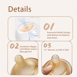 4oz,8oz High Borosilicate Glass Baby Bottle,Nipple,Wide-Neck Feeding Bottle with Bottom Air Balance Hole/Valve,Glass Milk Bottle