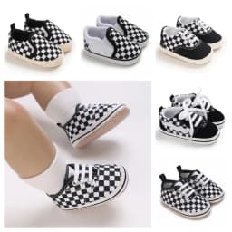 2025 New Baby Canvas Sneakers Anti-slip Soft Plaid Baby Boy Girl Shoes Newborns First Walkers Infant Baby Unisex Casual Shoes