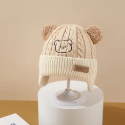 Baby Hat Cute Bear Ear Protection Hat Children Winter Thickened Warm Knitted Korean Version Of The Baby Hat