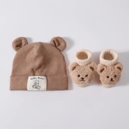 2pcs Bear Ear Baby Hat Knit Socks Set Cotton Newborn Headscarf Beanies Autumn Winter Warm Kids Pullover Cap Baby Accessories