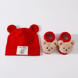 2pcs Bear Ear Baby Hat Knit Socks Set Cotton Newborn Headscarf Beanies Autumn Winter Warm Kids Pullover Cap Baby Accessories