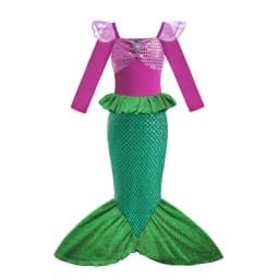 Ariel Little Mermaid Short Sleeve Tulle Dress for Girls Cosplay Princess Costume Carnival Birthday Party Outfit 2-8Y Vestido