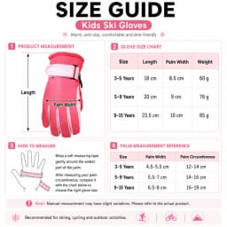 Kids Winter Ski Gloves Waterproof Windproof Children Snow Gloves for Boys Girls Warm Fleece Lining Sports Finger Gloves 3-15Y