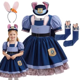 New Moives Bunny Judy Girl Dress Costume Halloween Cosplay Dress Birthday Gift Carnival Party Kids Outfit