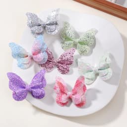4Pcs Girls Cute Sequins Double Butterfly Hair Clip Bow Hairpins DIY Headwear Bow Decor Hairgrip Children Hair Accessories