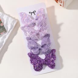 4Pcs Girls Cute Sequins Double Butterfly Hair Clip Bow Hairpins DIY Headwear Bow Decor Hairgrip Children Hair Accessories
