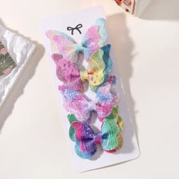 4Pcs Girls Cute Sequins Double Butterfly Hair Clip Bow Hairpins DIY Headwear Bow Decor Hairgrip Children Hair Accessories