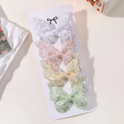 4Pcs Girls Cute Sequins Double Butterfly Hair Clip Bow Hairpins DIY Headwear Bow Decor Hairgrip Children Hair Accessories