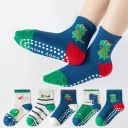 5 Pairs of Floor Socks Cartoon Glue Floor Socks Letter Stripes Animal Dinosaur Baby Socks for Boys and Girls Soft Bottom Indoor Non-Slip Socks Suitable for Daily Life