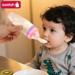 120 ML/4 oz Infant Baby Liquid Silicone Food Squeeze Feeder | Fruit Puree & Rice Paste Dispenser | Detachable Spoon