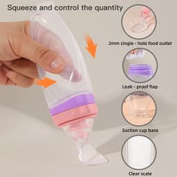 120 ML/4 oz Infant Baby Liquid Silicone Food Squeeze Feeder | Fruit Puree & Rice Paste Dispenser | Detachable Spoon