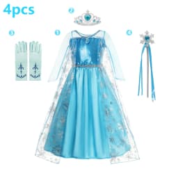 Elsa Dress Cosplay Princess Dress Light Blue Long Sleeve Sequin Children Dresses Carnival Party Evening Dress Dress For Girls