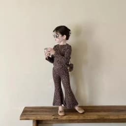 Girls Long-Sleeved Suit Spring and Fall New Korean Girls Leopard Suit Children's Long-Sleeved Two-Piece Suit Children's Clothing